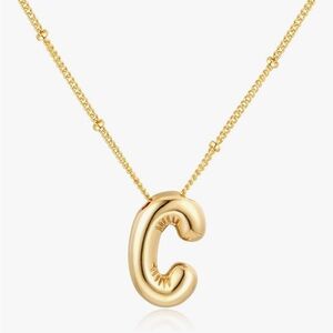 NWOT Balloon Bubble Letter Gold Necklace, Letter 'C'